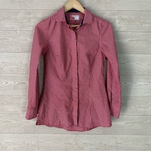 Chick Fil A red white gingham button down Sz XS